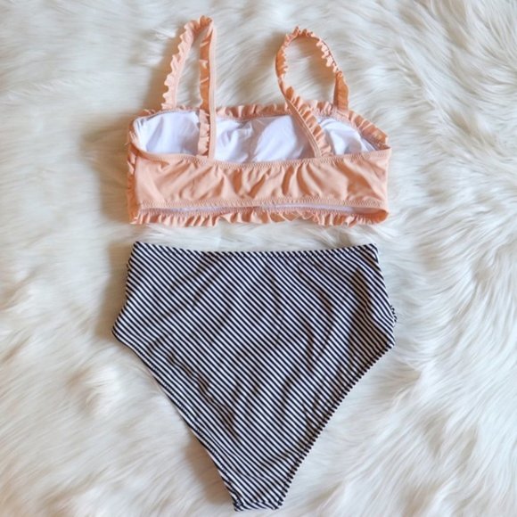 Ruffled Bandeau High Waisted-Two Piece Bikini Set - Picture 4 of 9